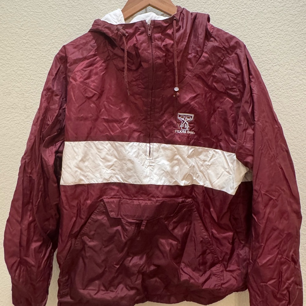 Maroon and White Texas A&M University Jacket.